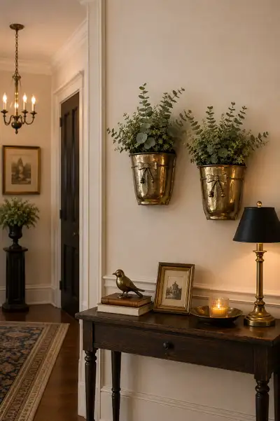 Brass Wall Decor for artificial plants set of 2 sold together., View more