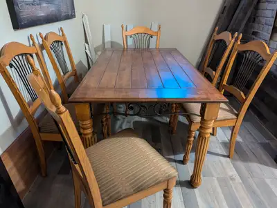 Modern Dining Set. Wood table and four chair slightly used., View more