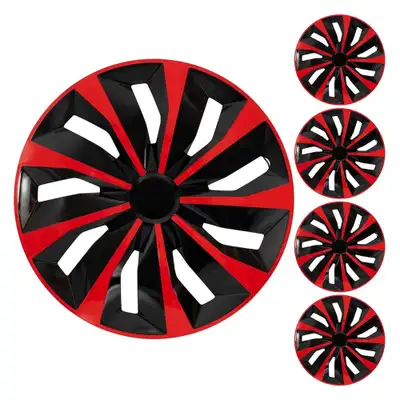 Add a sporty touch to your ride with this set of YOLOCKEY 15-inch red and black wheel covers! These...