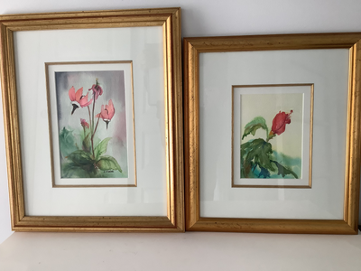 Deux aquarelles de Lucie Chaîné ,artiste peintre membre signataire de la Société Canadienne de l’Aqu...