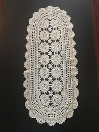 Crocheted Table Runner - White - Home Decor