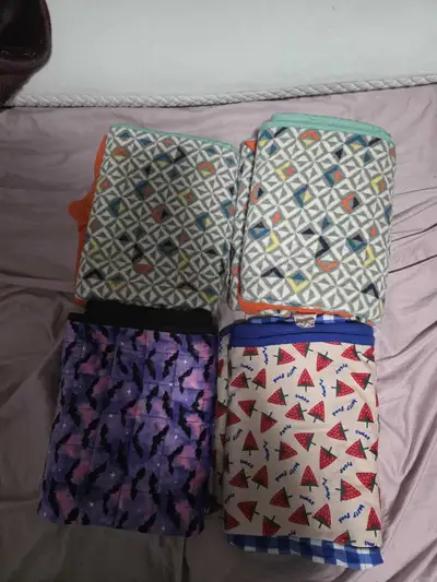 All four are about 48" by 24". Used for a couple years and still in good condition. $30 obo for all