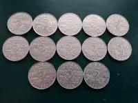 13 King George V Canadian Nickels