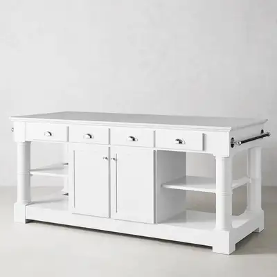 William Sonoma Barrelson Kitchen Island with Marble Top, View more