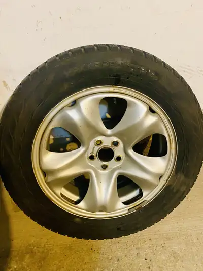 4 steel rims 17” , 5x100 ,center bore 56.1 (from Subaru Crosstrek 2021) 4 tires( one season left)