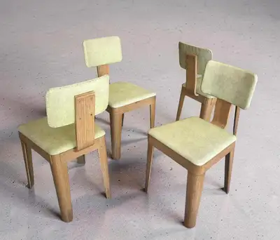 set of 4 - Authentic Mid-Century Modern moulded Plywood Chairs by Kenneth Reed - Furniture, 1946 str...