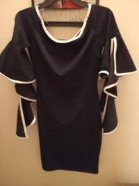 Va Va Voom black and white strip dress. Small size