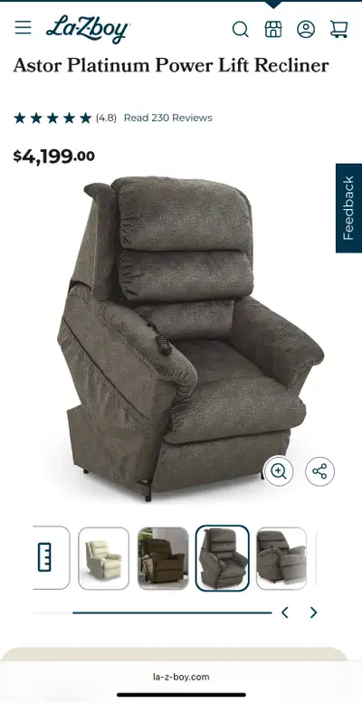 Lazboy lift chair with massage and heat, View more