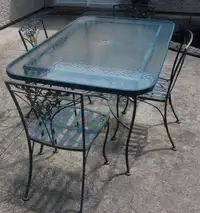 Vintage Wrought Iron Patio Table and Chairs