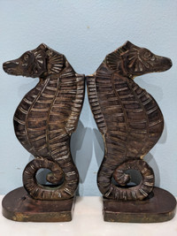 Vintage brass seahorse bookends pair