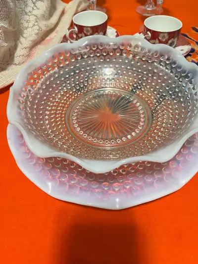 Vintage hobnail bowl  set, View more