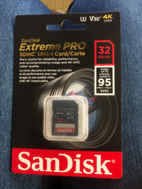 SD Card Extreme Pro Sandisk 32GB 4K UHD Card