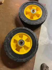Two 8 x 1.75 plastic/rubber wheels