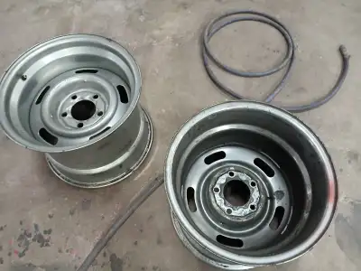 15x12 Chevy Rally Wheels 7 1/2" backspace, 4 1/2" out. New Wheels not spliced. Powder coated chrome...