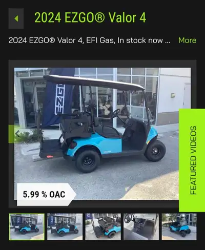 2024 EZGO® Valor 4, EFI Gas, custom Miami Blue edition, black seats front and rear, modular extended...