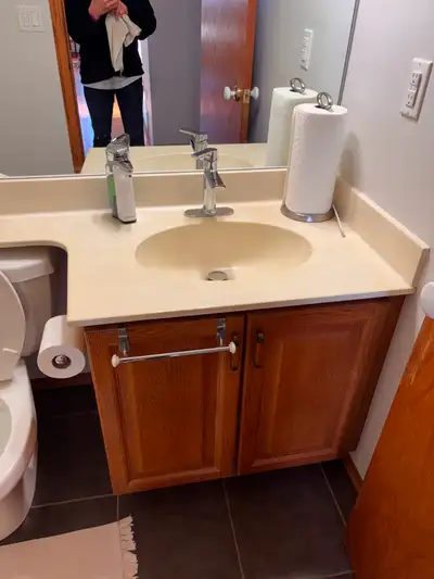 3 sets of vanity cabinets with stone countertops. 30", 46', and 59" in length Very good condition. $...