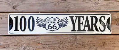 24” x 5 1/2” in size Metal embossed sign Contact for pickup details