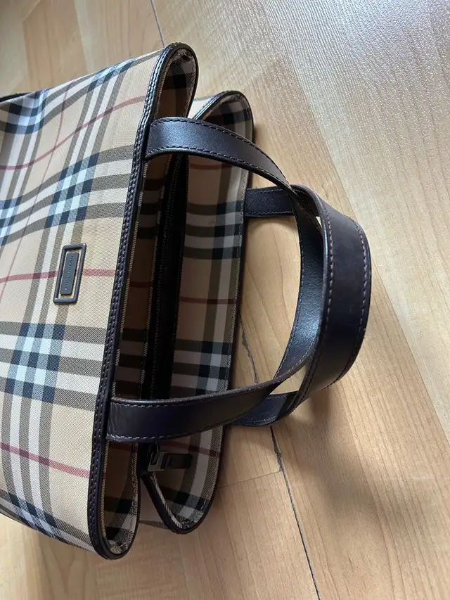 Burberry Nova Check Hand Bag PVC Leather Beige Dark Brown $175 in Women's - Bags & Wallets in Oakville / Halton Region - Image 7