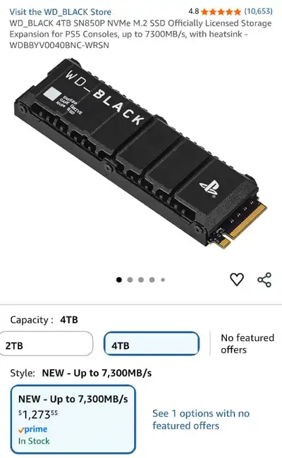 (New) WD_BLACK 4TB SN850P GEN4 NVMe M.2 SSD, View more
