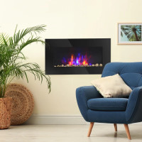 1500W Electric Fireplace Heater Wall Mounted With Remote 