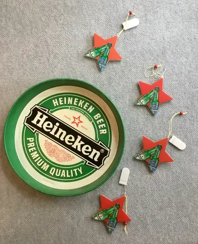 Vtg HEINEKEN BEER TIN Serving Tray 1980's, Beer Drinks & Spirits, View more