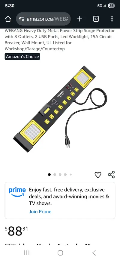 WEBANG Heavy Duty Metal Power Strip Surge Protector W 10 Outlets, View more