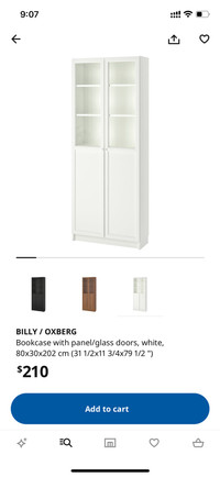IKEA Billy oxberg bookcase shelf with panel glass door