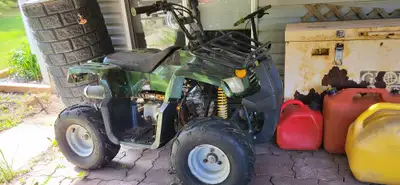 Kids quad. Quad has not been ridden for 2 years. Would need a carb tune up and new battery. Ran fine...