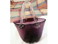 Gorgeous Amethyst Blown Glass Purse / Vase / Handbag