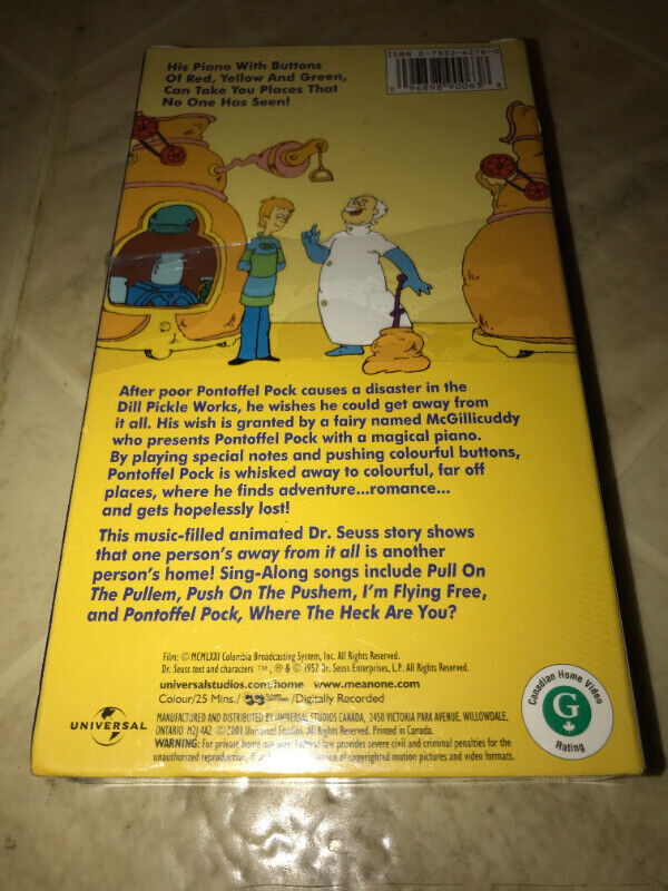 Dr. Seuss PONTOFFEL POCK and his MAGIC PIANO VHS ~ NEW SEALED in CDs, DVDs & Blu-ray in St. Catharines - Image 3