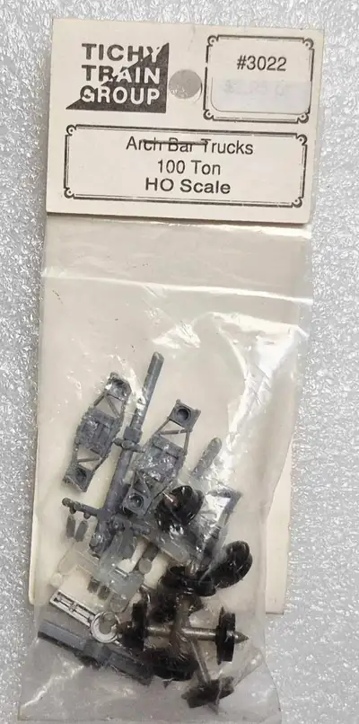 TICHY TRAIN GROUP HO 100 TON ARCH BAR RAILCAR TRUCKS KIT(1 PAIR) ITEM IS IN NEW CONDITION ASKING $3,...