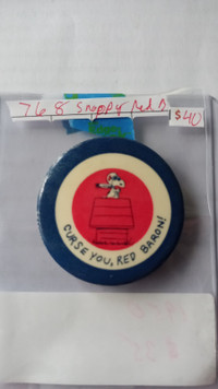 Vintage 1950 Peanuts Snoopy Pinback Button CURSE YOU RED BAron