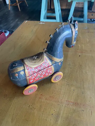 vintage wooden horse spice box , View more