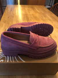 Pink Suede chunky loafers size 8