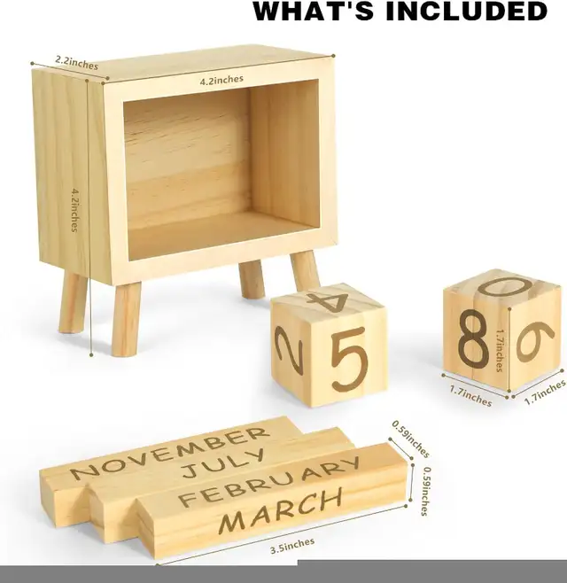 Wooden Perpetual Calendar Blocks For Home And Office Desktop in Home Décor & Accents in City of Toronto - Image 3