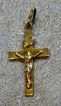 10K GOLD crucifix CROSS vintage INRI Jesus RELIGIOUS