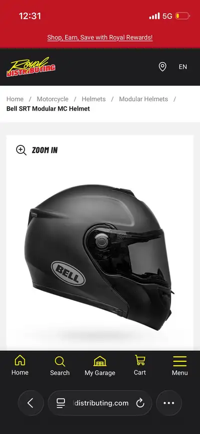 I'm selling a Bell SRT Modular MC Helmet in matte black, with a black sun shield. I bought it new, w...