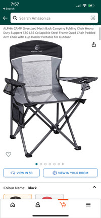 Alpha camp Oversized Mesh back camping folding chair heavy duty