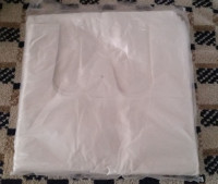 S5 high density PE white plastic handle bags, 11.5" + 6.5" x 22"