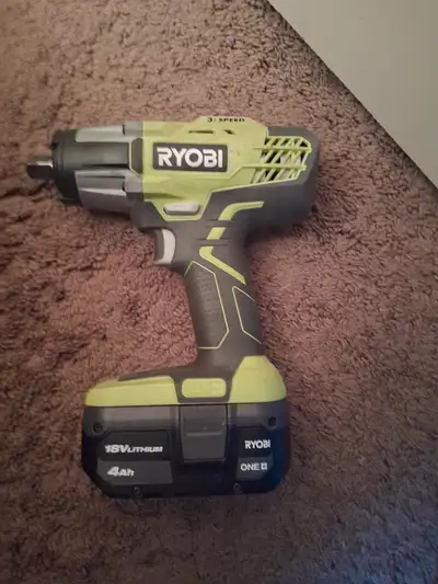 RYOBI Cordless 3-Speed 1/2 inch Impact Wrench, 4.0 Ah Battery, View more