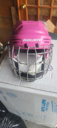 Pink Bauer hockey helmet 