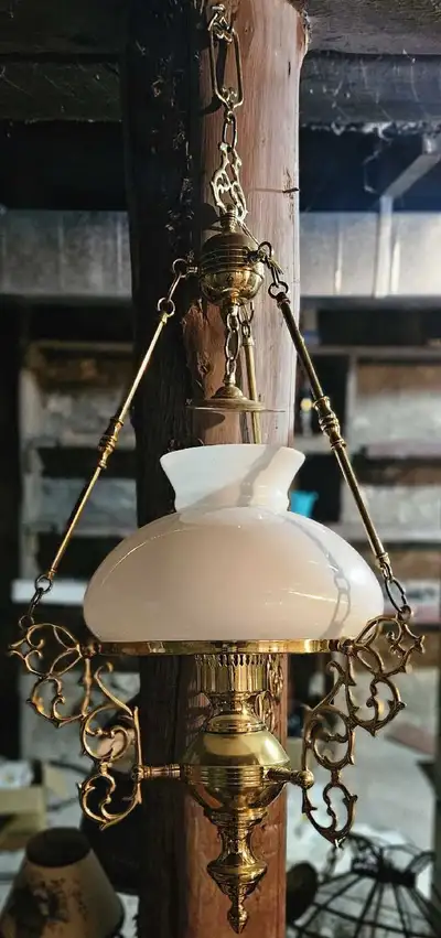 big beautiful vintage solid  brass  hurricane lamp, View more