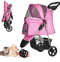 Pet Stroller, Cat Dog Stroller with Storage Basket Foldable
