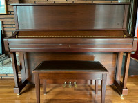 Yamaha U1 Upright Piano, Satin American Walnut, Brass Fittings