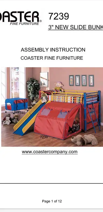 Twin loft bed with slide, View more