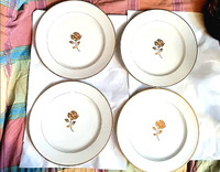 4 Vintage fine china GOLDEN anniversary dinner plates Japan