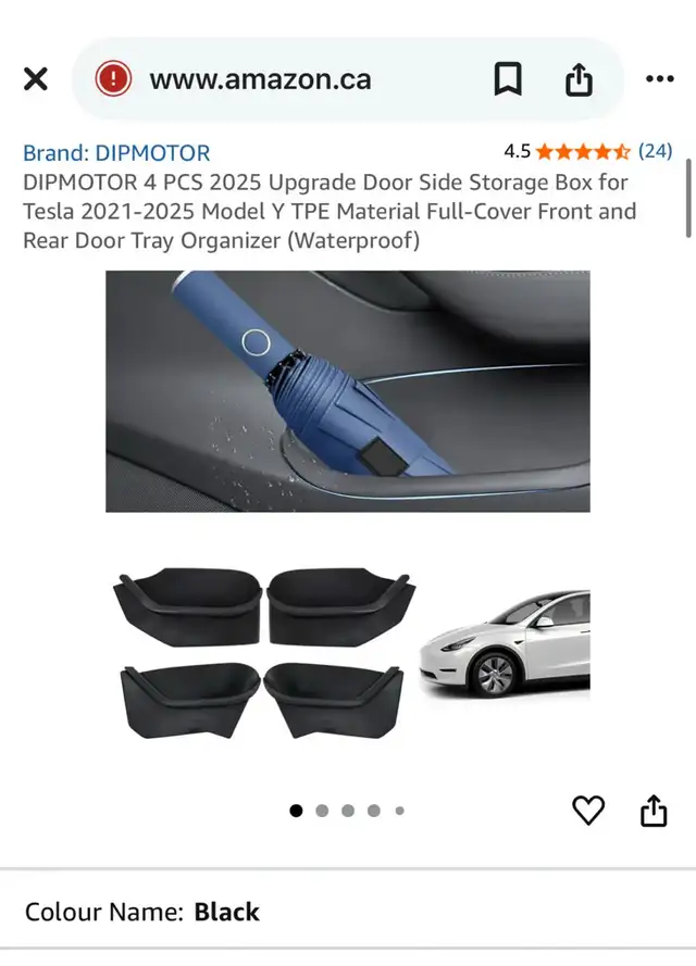 Door Side Storage Box Set Tesla Model Y in Other in Hamilton - Image 2