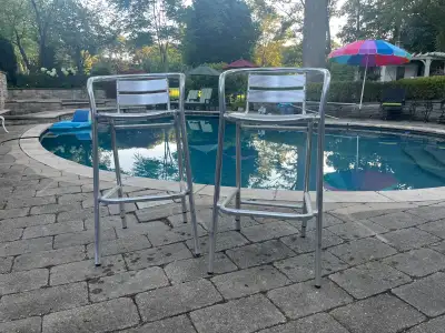 2 Chrome bar stools counter height, View more