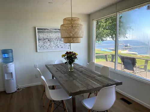 The cabin is on Seba Beach - 595 - 1st Ave. North. It has 50 feet of waterfront and a big lawn. The...
