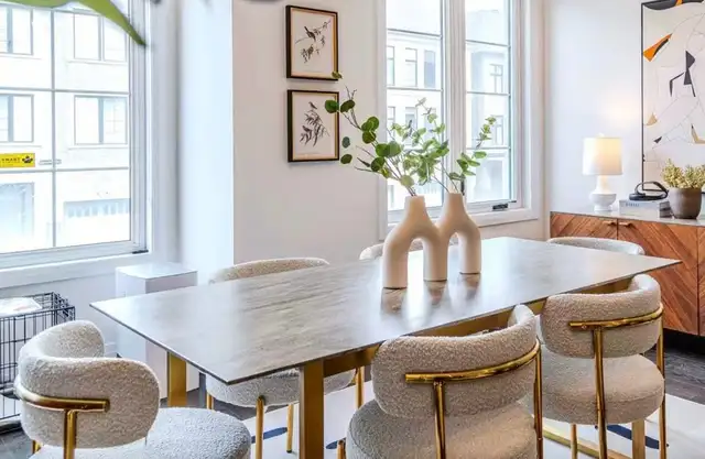 CB2 Style Boulce fabric Round Back Dining Chair (Price for each) in Chairs & Recliners in Markham / York Region - Image 5